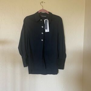 Brooke Shields NWT Black Button-Up Blouse